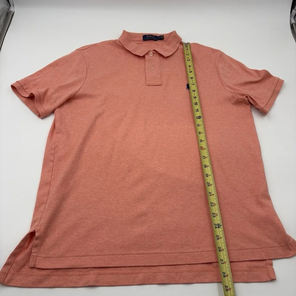 Polo Ralph Lauren Men's Large Orange Heathered Short Sleeve Polo Shirt Cotton